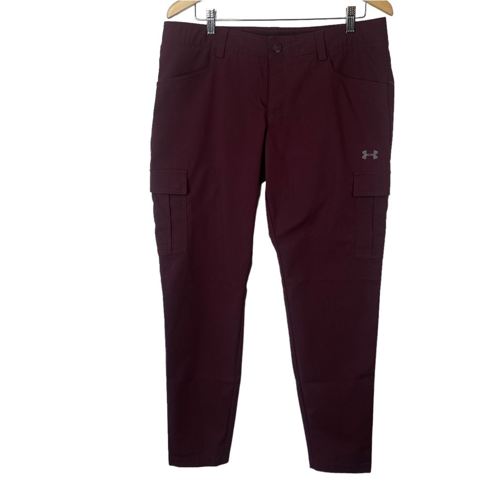 Under Armour Women's Straight Leg Cargo Pants in Deep Burgundy